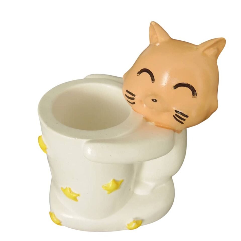 Sevimli Kedi Kalemlik Sukulent Bitki Saksısı