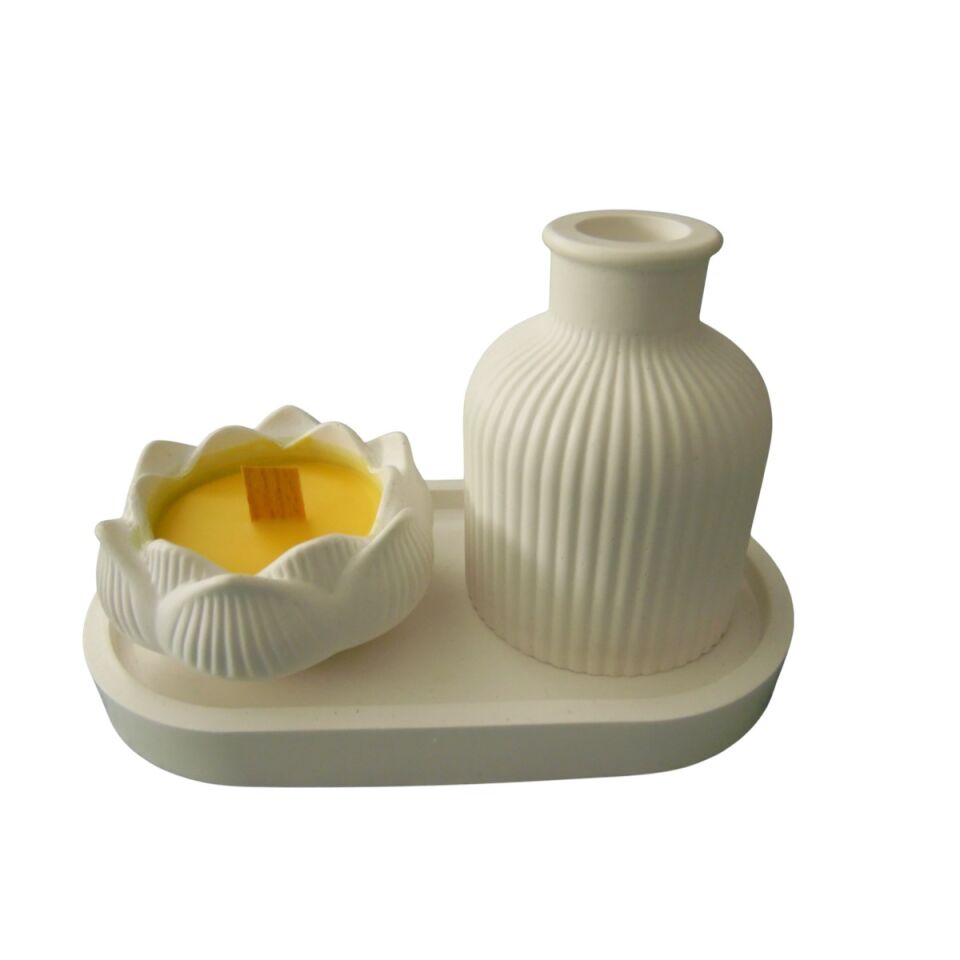 Lotus Mumluk Tepsi Ve vazo şık tasarım ve hediyelik