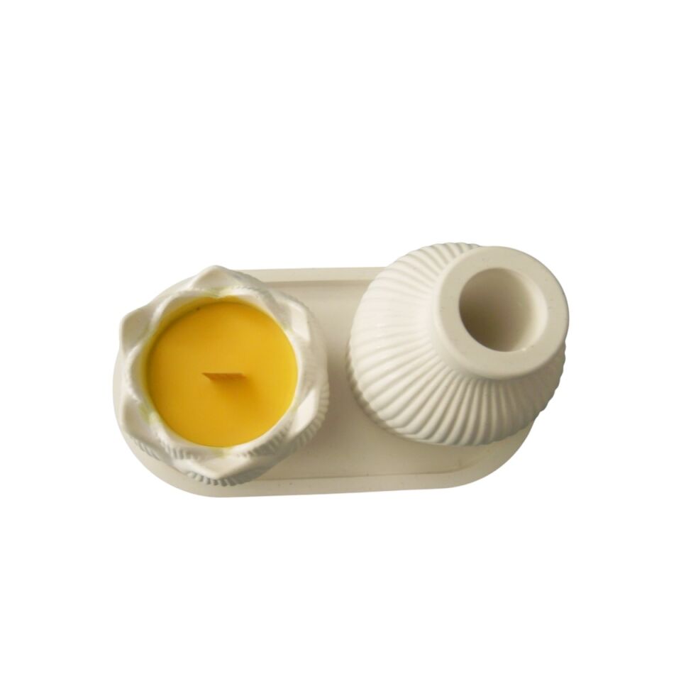 Lotus Mumluk Tepsi Ve vazo şık tasarım ve hediyelik